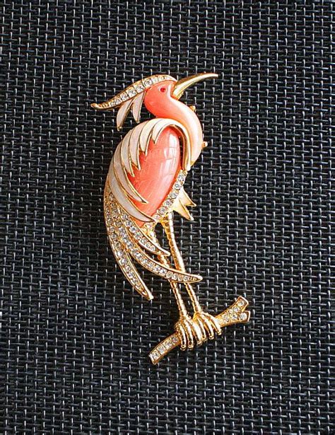 Pink Heron Brooch Vintage Flamingo Bird Figural Pin Etsy Vintage