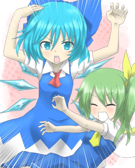 Safebooru Ascot Blue Dress Blue Eyes Blue Hair Bow Cirno Closed