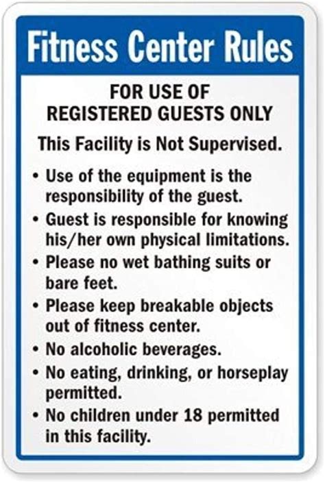 Warning Safety Sign Fitness Center Rules Sign Aluminum Metal Tin Sign