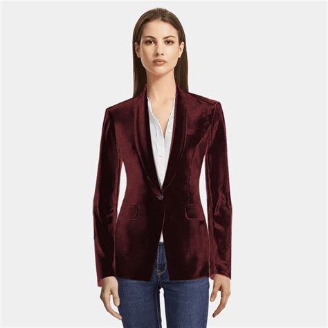 Burgundy Velvet One Button Blazer With Shawl Lapels Sumissura