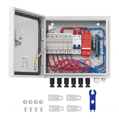 Vevor Pv Combiner Box 6 String Solar Combiner Box With 10 Amp Rated Current Fuse Lightning