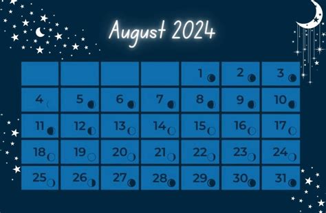 Lunar August Calendar 2024 Moon Phases with Dates