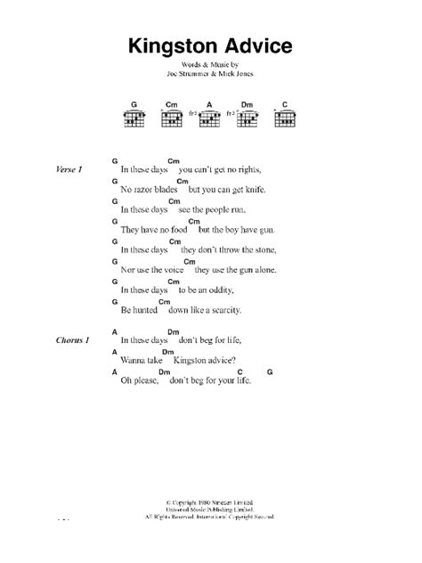 Kingston Advice by The Clash - Guitar Chords/Lyrics - Guitar Instructor