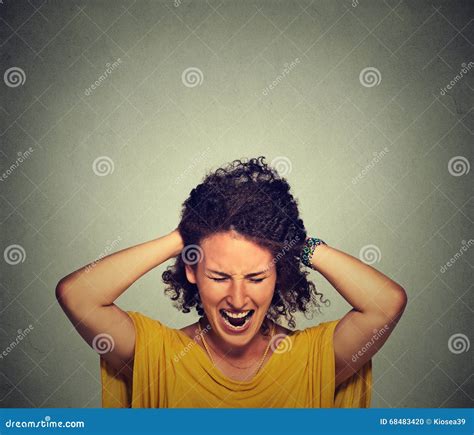 Stress Woman Stressed Is Going Crazy Pulling Her Hair In Frustration