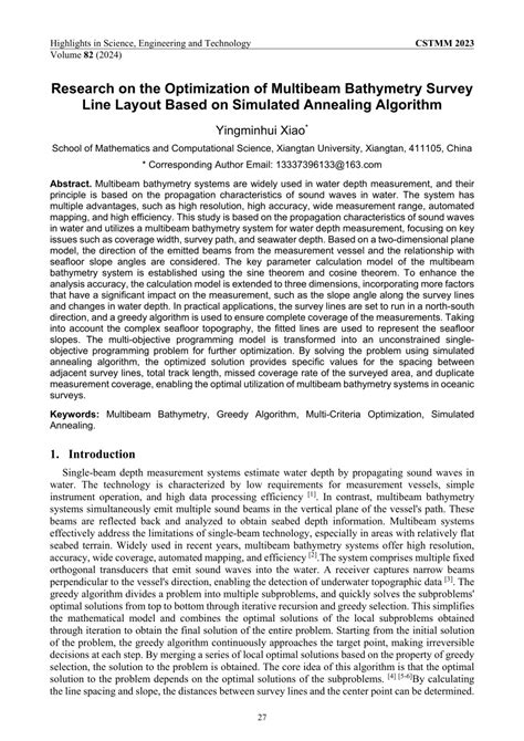 PDF Research On The Optimization Of Multibeam Bathymetry Survey Line