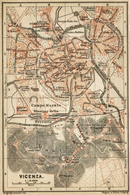 Pianta Di Vicenza Carta Topografica Mappa Passepartout Stampa Antica