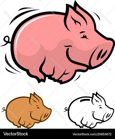 Cartoon Running Pig Royalty Free Vector Image Vectorstock