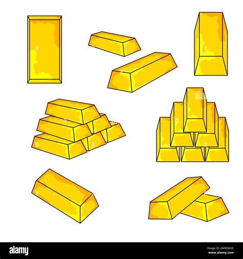 An Illustration Of A 2d Gold Bar Isolated On A White Background Stock