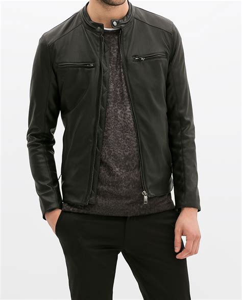 Zara Perforated Faux Leather Jacket In Black For Men Lyst