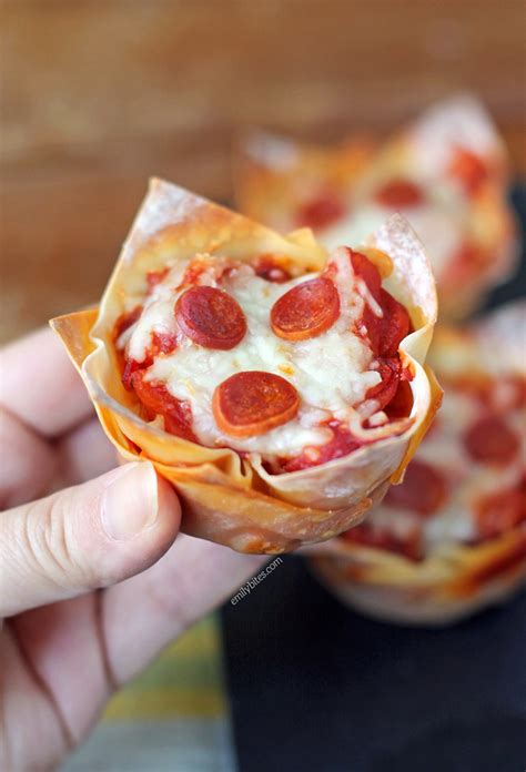 Pizza Wonton Cups Emily Bites