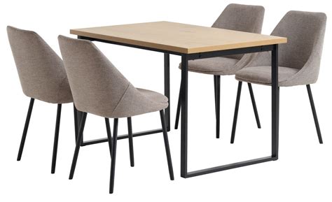 AABENRAA L120 Tafel Eiken 4 VELLEV Stoelen Zand Zwart JYSK