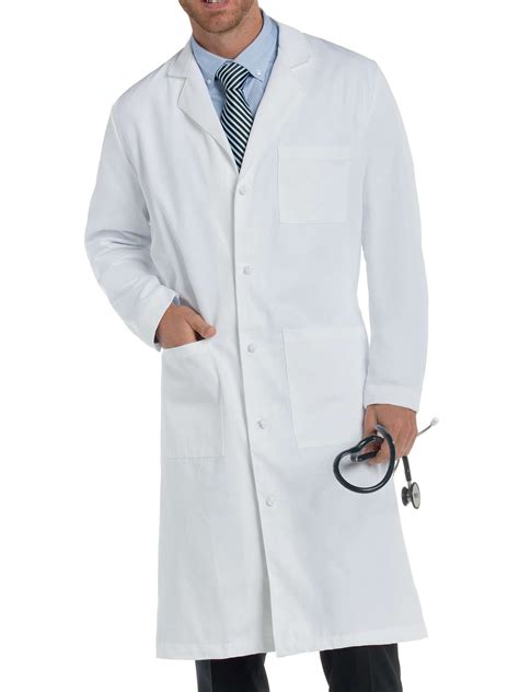 Landau Men S Essential Lab Coats Classic Relaxed Fit Breathable 3 Pockets Button Full Length Lab