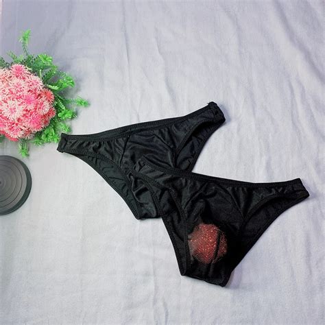 Transparent Mesh Briefs Gay Sissy See Through Erotic Lingerie Soft Comfortable Printed Panties