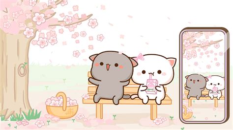 Peach & Goma Sakura Tree Wallpaper - Kawaii Hoshi