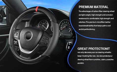 Zhol Carbon Fiber Steering Wheel Cover Universal Inch Breathable