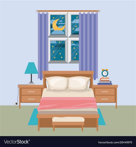 Color background of bedroom with window Royalty Free Vector