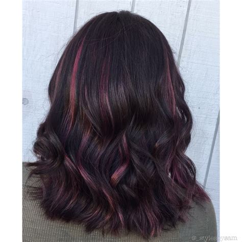 Black Hair With Light Pink Highlights