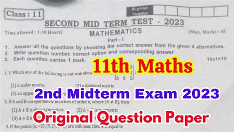 Th Maths Nd Midterm Question Paper Th Maths Second Mid Term