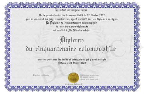 Diplome Du Cinquantenaire Colombophile