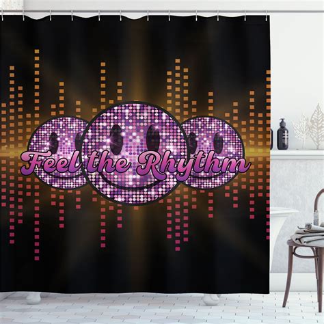 Ambesonne Emoji Shower Curtain Feel The Rhythm Disco Faces 69wx75l