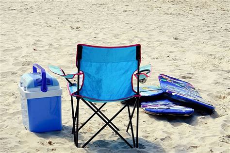 Beach Chair Cooler And Surf Boards Chair Cooler Sand Photo Background ...