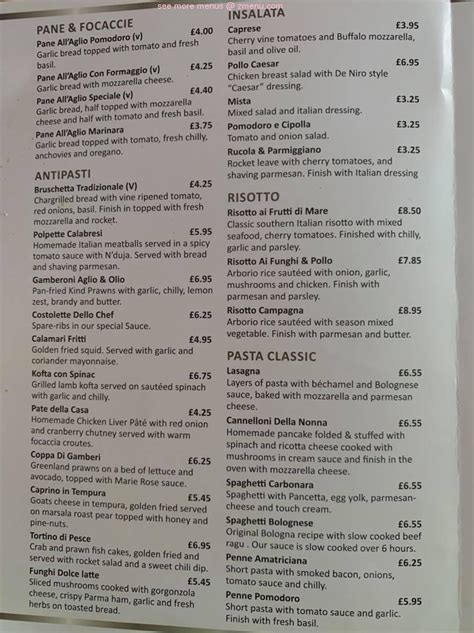 Menu At De Niro Restaurante Pizzeria Bury