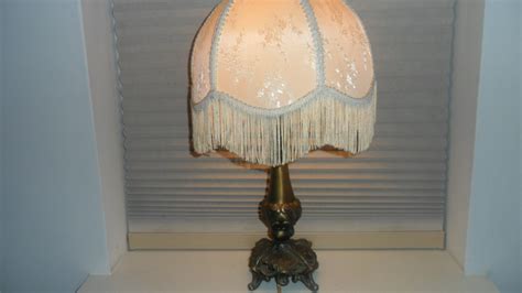 Vintage Brass Table Lamp With Tassel Linen Shade By Pandbtreasures