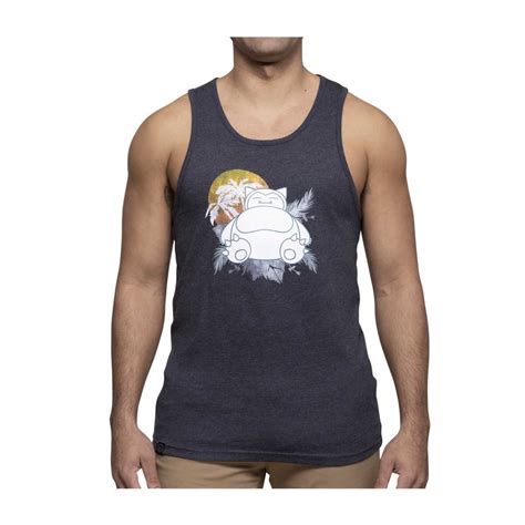 Snorlax Sunset Dark Gray Fitted Tank Top Men Pok Mon Center