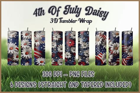 Th Of July Daisy D Tumbler Wrap By Zemira Thehungryjpeg