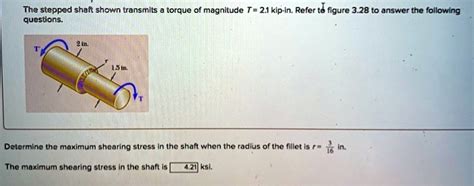 Solved The Stepped Shaft Shown Transmits A Torque Of Magnitude T