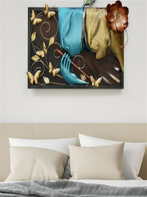 Buy Athome By Nilkamal Brown Gold Toned Radha Krishna Wall Dcor