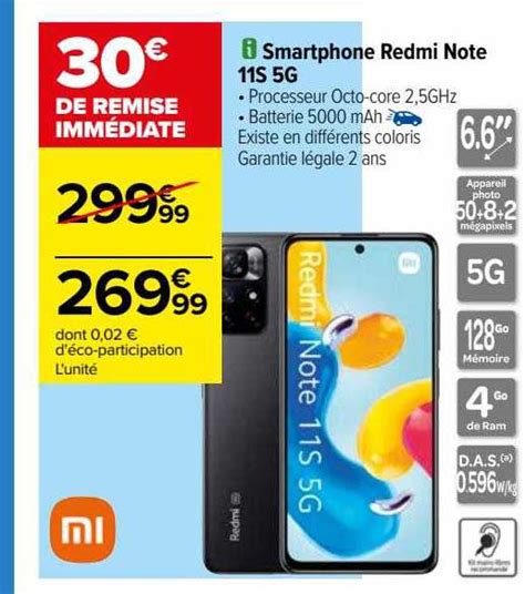 Promo Smartphone Redmi Note S G Xiaomi Chez Carrefour Icatalogue Fr