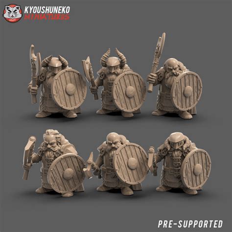 D Printable Dwarf Axe And Shield Unit By Kyoushuneko Miniatures