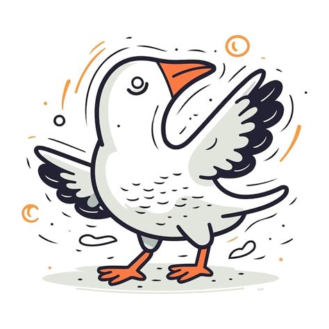 Premium Vector Cute Cartoon Doodle Flying Seagull Vector Illustration