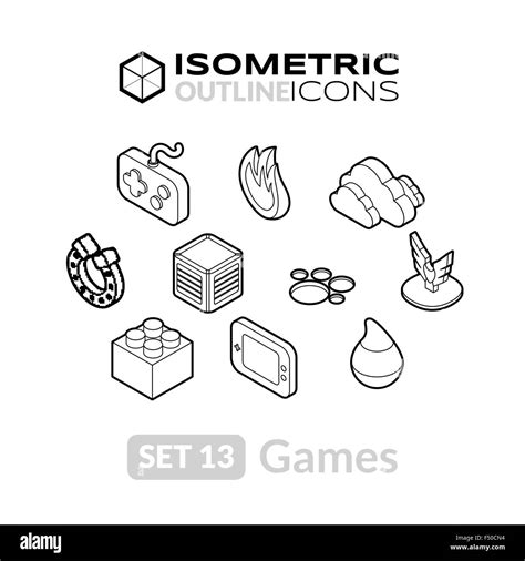 Isometric Outline Icons Set Stock Vector Image Art Alamy