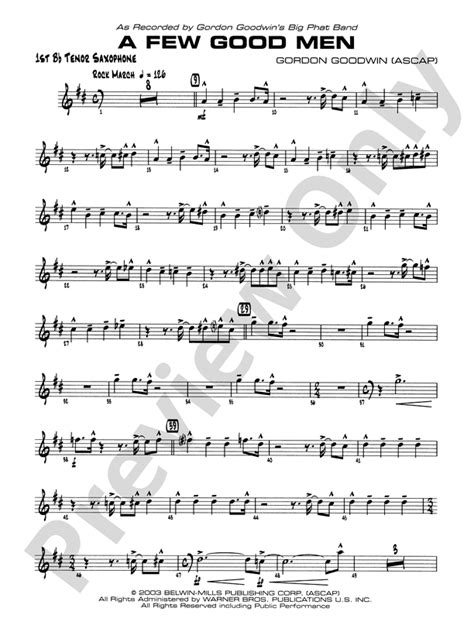 A Few Good Men B Flat Tenor Saxophone B Flat Tenor Saxophone Part Digital Sheet Music Download