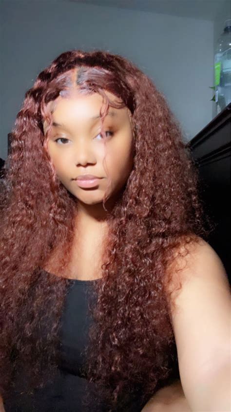 Reddish Brown Curly Glueless Wig Pre-plucked 8x5 Pre Cut HD Lace Wig Q – Hermosa Hair