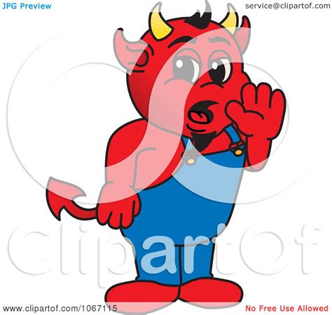 Clipart Devil Mascot Whispering Royalty Free Vector Illustration By