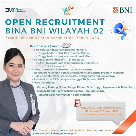 Rekrutmen BINA BNI Kantor Wilayah 02 Tahun 2023 1 Kantor Riau