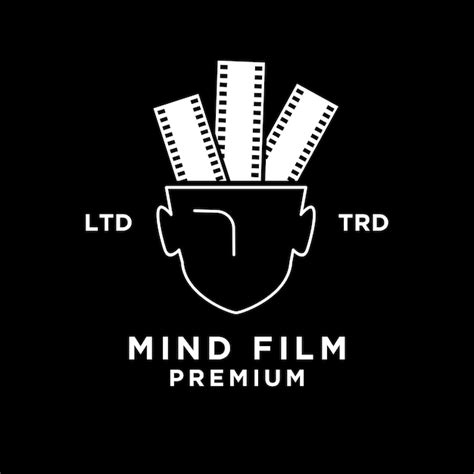 Modelo de design do ícone do logotipo mind film Vetor Premium