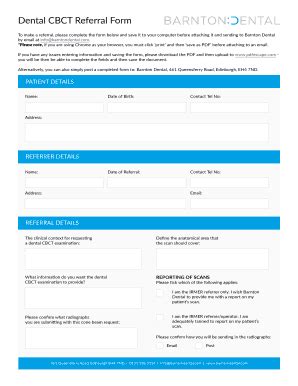 Dental Cbct Referral Form Barnton Dental Fill And Sign Printable