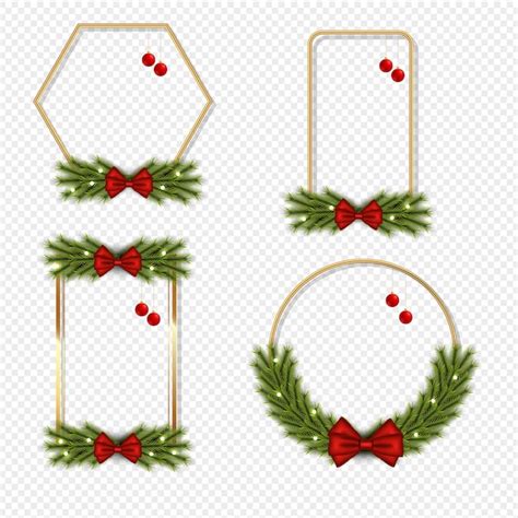 Premium Vector Set Of Christmas Frame With Pine Branch White Red