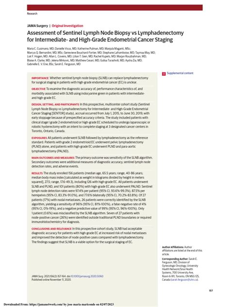 Assessment Of Sentinel Lymph Node Biopsy Vs Lymphadenectomy For Intermediate And High Grade