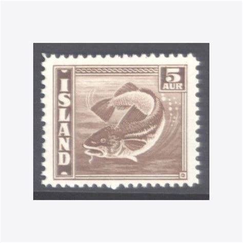 5 Aur Fish Stamp In LINE PERFORATION 14x14 Never Hinged This