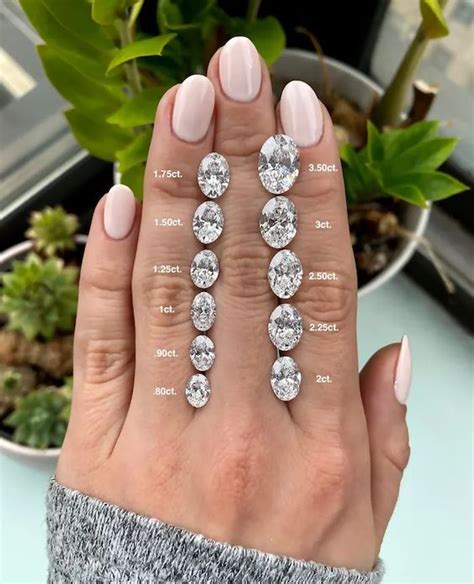 Oval Diamond Size Chart On Hand Carats To MM Oval Halo Engagement