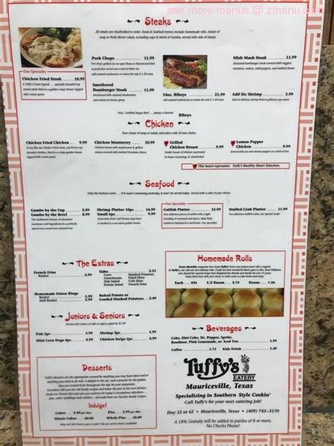 Online Menu Of Tuffys Restaurant Orange Texas 77632 Zmenu