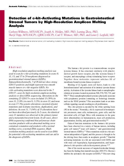 (PDF) Detection of c-kit-Activating Mutations in Gastrointestinal ...