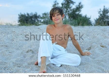 Evening On The Azov Sea Happy Boy On The Beach Stock Photo 151130468