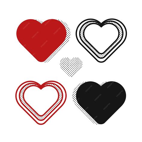 Premium Vector Vector Set Heart Shape Flat Design Red And Black