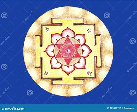 Shri Lakshmi Yantra Color De Dibujo Manual Diagrama Sagrado De Yantra